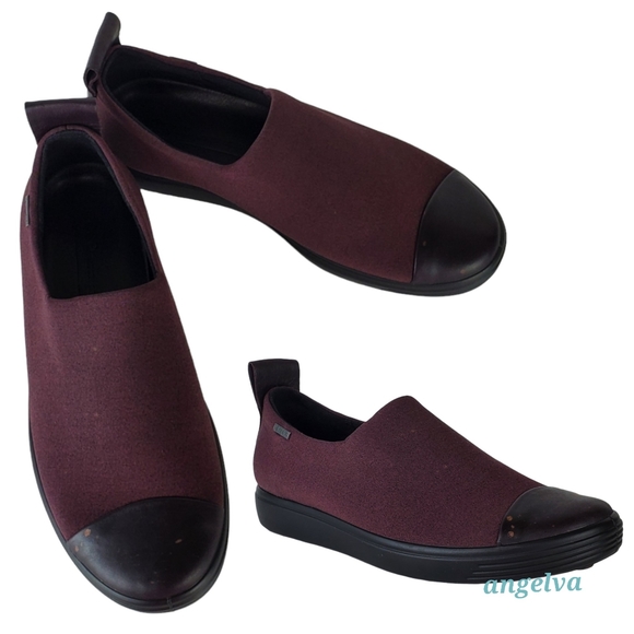 New Ecco the soft 7 gore tex waterproofslip on sneakers burgundy extra width - Picture 1 of 14